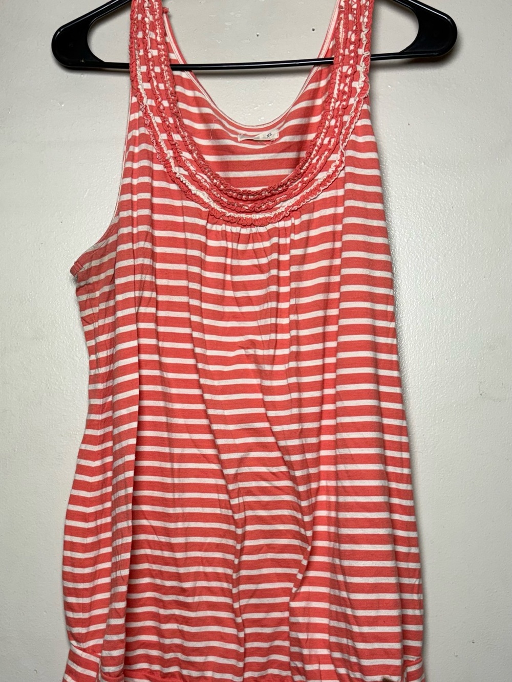 Old Navy Coral and White Striped Racerback Tank